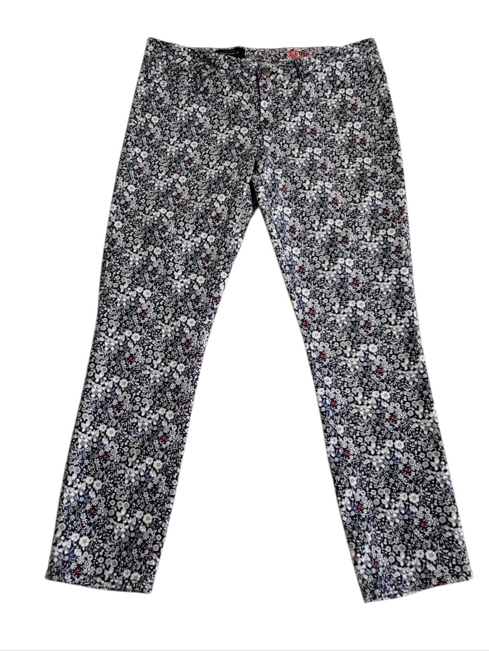 J. Crew Floral Ankle Jeans - Black, White & Red